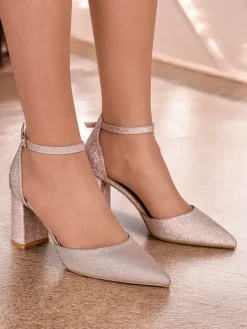 Buty Na Wielkie Wyjście^Royalfashion Damskie czółenka z brokatem Noratt różowy