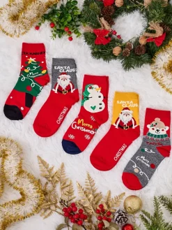 Skarpetki^Royalfashion Damskie długie świąteczne skarpety 5/pak Wielokolorowe