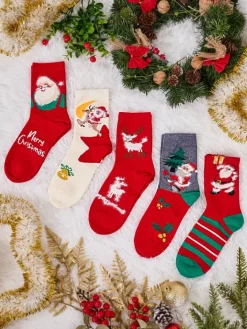 Skarpetki^Royalfashion Damskie długie świąteczne skarpety 5/pak