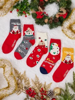 Skarpetki^Royalfashion Damskie długie świąteczne skarpety 5/pak Wielokolorowe