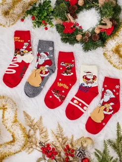 Skarpetki^Royalfashion Damskie długie świąteczne skarpety 5/pak