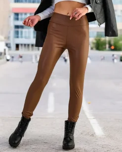 Eko Skórzane|Legginsy / Tregginsy^Royalfashion Damskie eko-skórzane legginsy zielony