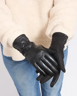 Rękawiczki^Royalfashion Damskie eko-skórzane rękawiczki czarny