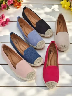 Espadryle Płaskie^Royalfashion Damskie espadryle eko zamszowe Bombei Granatowy
