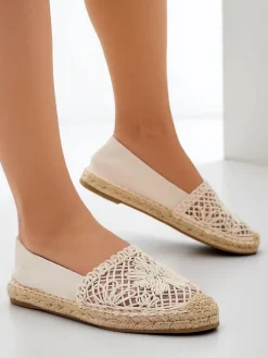 Espadryle Płaskie^Royalfashion Damskie espadryle ażurowe Verela beżowy