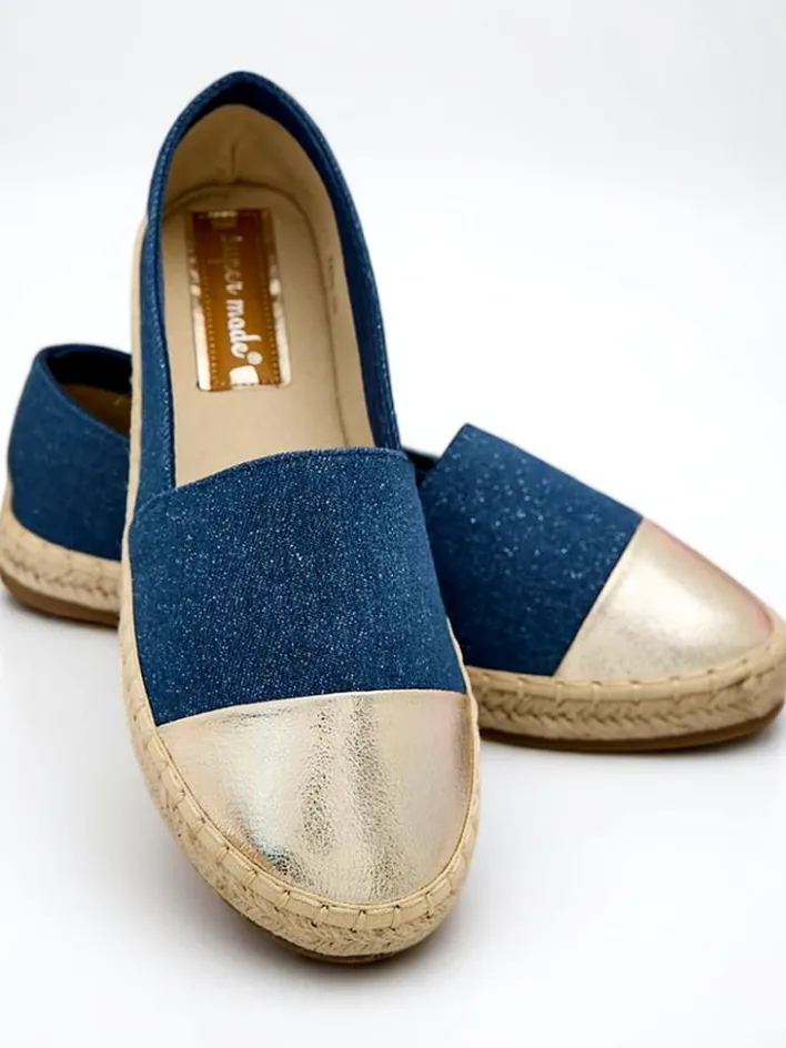 Espadryle Płaskie^Royalfashion Damskie espadryle a'la jeansowe Anerta Granatowy