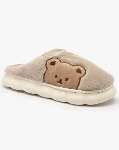 Kapcie^Royalfashion Damskie futrzane kapcie z misiem w kolorze szarym Fetemes gołębi szary