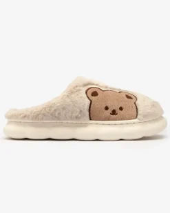 Kapcie^Royalfashion Damskie futrzane kapcie z misiem w kolorze jasnoszarym Fetemes Jasny szary