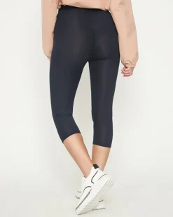 Legginsy / Tregginsy^Royalfashion Damskie granatowe legginsy o długości 3/4 Granatowy