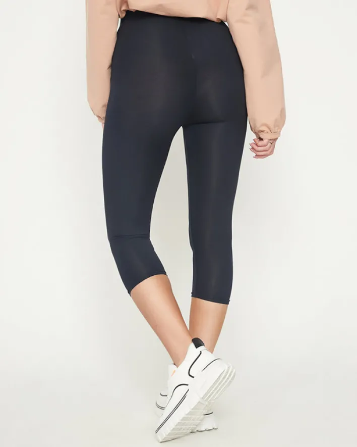 Legginsy / Tregginsy^Royalfashion Damskie granatowe legginsy o długości 3/4 Granatowy