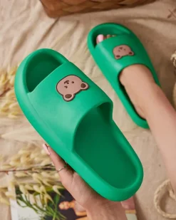 Klapki Basenowe|Klapki Płaskie^Royalfashion Damskie gumowe klapki Mabynn zielony