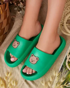 Klapki Basenowe|Klapki Płaskie^Royalfashion Damskie gumowe klapki Mabynn zielony