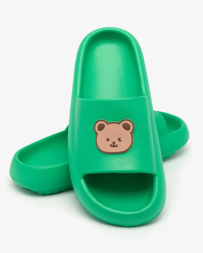 Klapki Basenowe|Klapki Płaskie^Royalfashion Damskie gumowe klapki Mabynn zielony