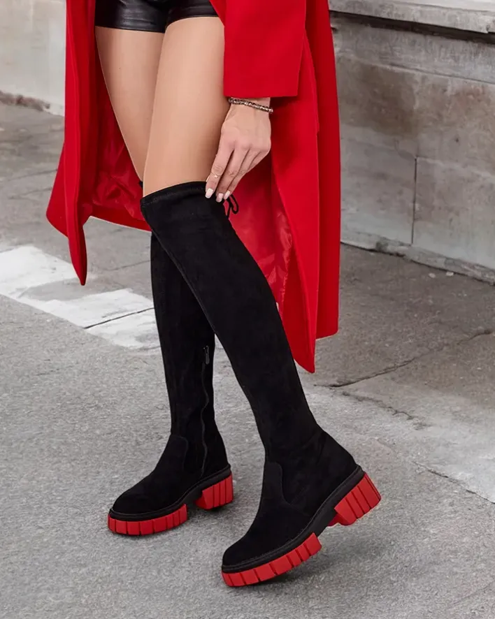 Kozaki Na Płaskim Obcasie|Kozaki Z Ociepleniem^Royalfashion Damskie kozaki za kolano Staroll