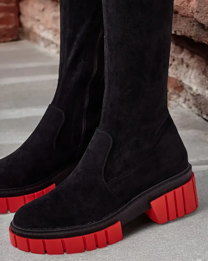 Kozaki Na Płaskim Obcasie|Kozaki Z Ociepleniem^Royalfashion Damskie kozaki za kolano Staroll