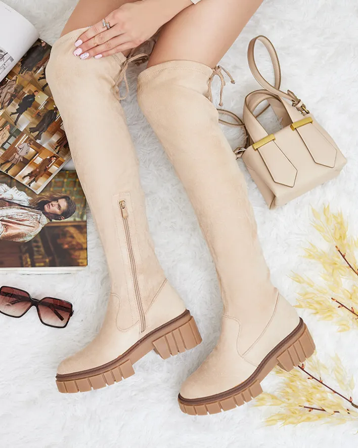 Kozaki Na Płaskim Obcasie|Kozaki Z Ociepleniem^Royalfashion Damskie kozaki za kolano Staroll