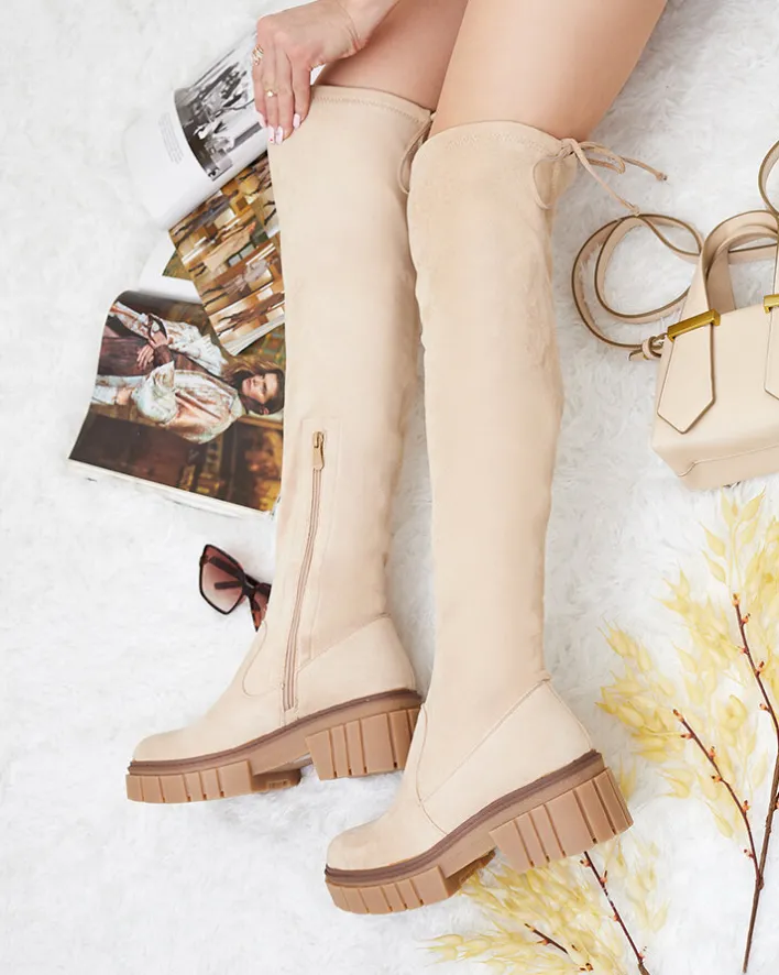 Kozaki Na Płaskim Obcasie|Kozaki Z Ociepleniem^Royalfashion Damskie kozaki za kolano Staroll