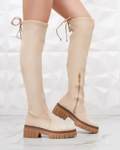 Kozaki Na Płaskim Obcasie|Kozaki Z Ociepleniem^Royalfashion Damskie kozaki za kolano Staroll