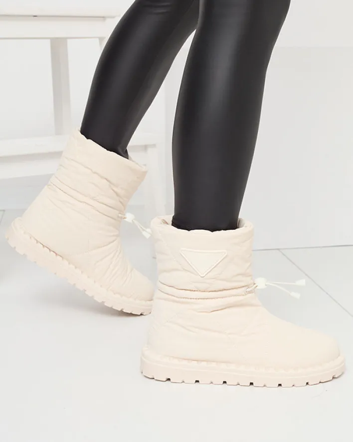 Śniegowce^Royalfashion Damskie owe pikowane buty a'la śniegowce na płaskiej podeszwie Ferri krem