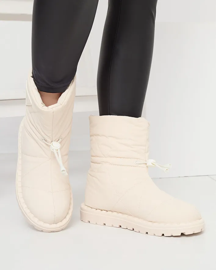 Śniegowce^Royalfashion Damskie owe pikowane buty a'la śniegowce na płaskiej podeszwie Ferri krem