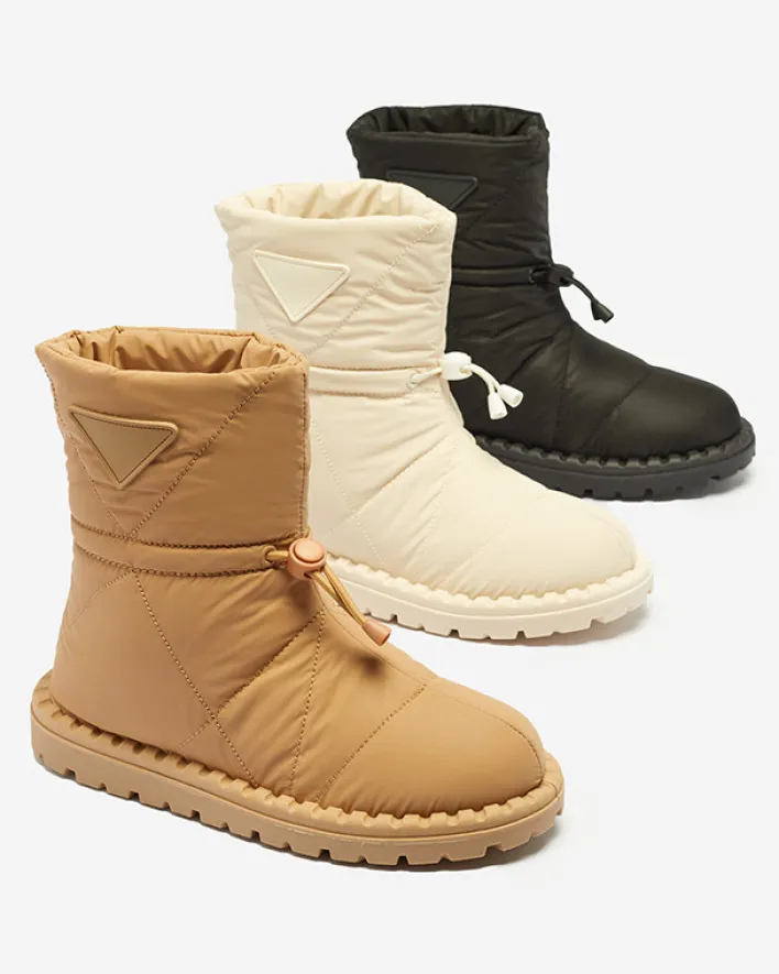 Śniegowce^Royalfashion Damskie owe pikowane buty a'la śniegowce na płaskiej podeszwie Ferri krem