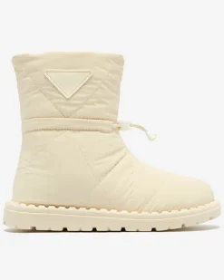 Śniegowce^Royalfashion Damskie owe pikowane buty a'la śniegowce na płaskiej podeszwie Ferri krem