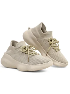 Bieganie, Ćwiczenia I Trening^Royalfashion Damskie materiałowe buty sportowe Sefelta beżowy