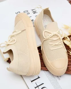 Bieganie, Ćwiczenia I Trening^Royalfashion Damskie materiałowe buty sportowe Taroll beżowy