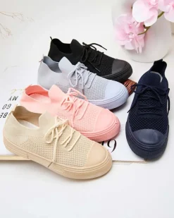 Bieganie, Ćwiczenia I Trening^Royalfashion Damskie materiałowe buty sportowe Taroll beżowy