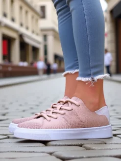 Bieganie, Ćwiczenia I Trening^Royalfashion Damskie materiałowe buty sportowe Esellaf różowy