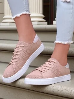 Bieganie, Ćwiczenia I Trening^Royalfashion Damskie materiałowe buty sportowe Esellaf różowy