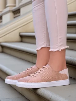 Bieganie, Ćwiczenia I Trening^Royalfashion Damskie materiałowe buty sportowe Esellaf różowy