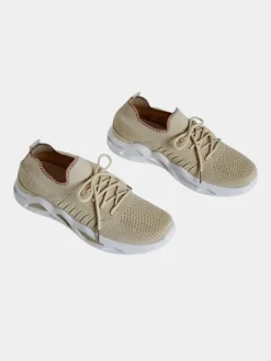 Bieganie, Ćwiczenia I Trening^Royalfashion Damskie materiałowe buty sportowe Rinsel beżowy