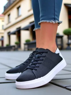 Bieganie, Ćwiczenia I Trening^Royalfashion Damskie materiałowe buty sportowe Esellaf czarny