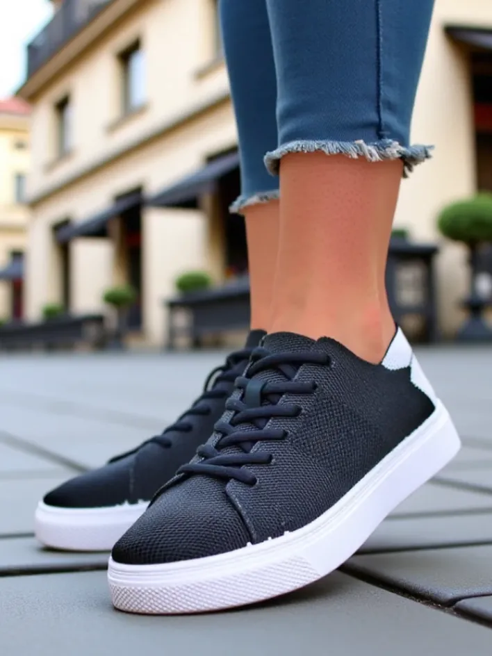 Bieganie, Ćwiczenia I Trening^Royalfashion Damskie materiałowe buty sportowe Esellaf czarny