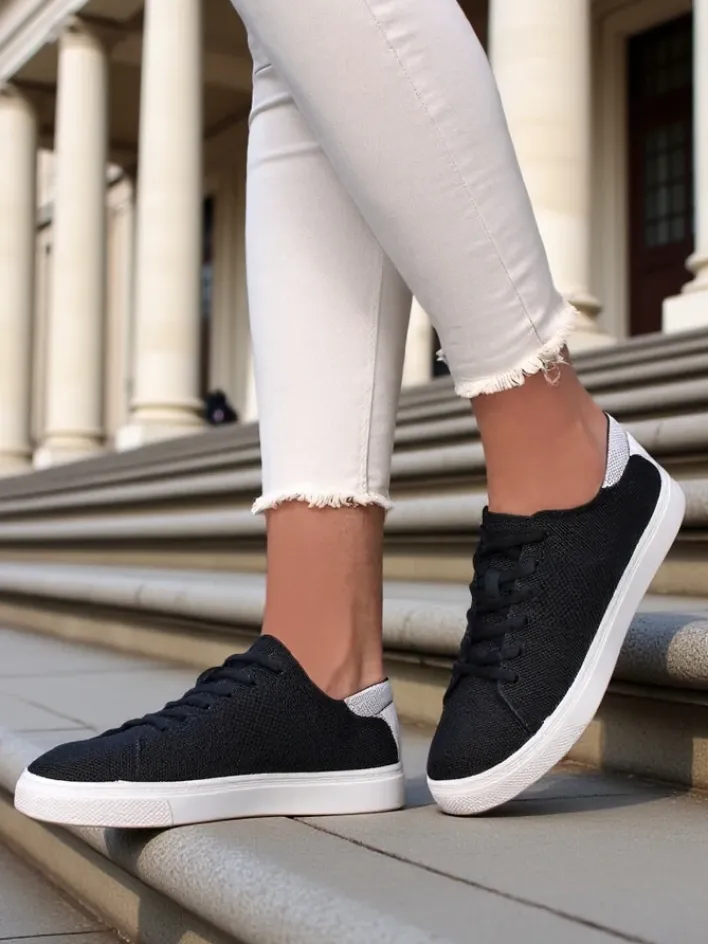 Bieganie, Ćwiczenia I Trening^Royalfashion Damskie materiałowe buty sportowe Esellaf czarny