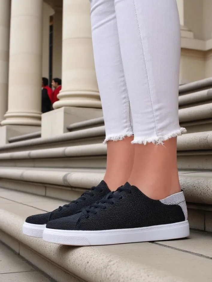 Bieganie, Ćwiczenia I Trening^Royalfashion Damskie materiałowe buty sportowe Esellaf czarny