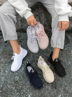 Bieganie, Ćwiczenia I Trening^Royalfashion Damskie materiałowe buty sportowe Rinsel Jasny szary