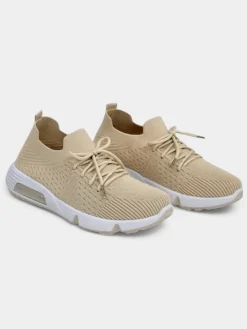 Bieganie, Ćwiczenia I Trening^Royalfashion Damskie materiałowe buty sportowe Rinses beżowy