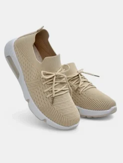 Bieganie, Ćwiczenia I Trening^Royalfashion Damskie materiałowe buty sportowe Rinses beżowy