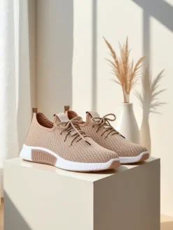 Bieganie, Ćwiczenia I Trening^Royalfashion Damskie materiałowe buty sportowe Vobbu jasny brązowy