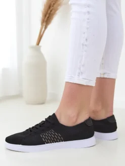 Bieganie, Ćwiczenia I Trening^Royalfashion Damskie materiałowe buty sportowe Norbiese czarny