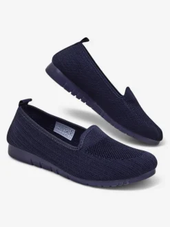 Mokasyny Na Płaskiej Podeszwie^Royalfashion Damskie materiałowe mokasyny Caerit Granatowy