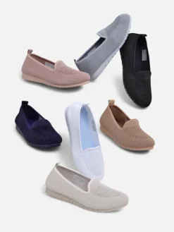 Mokasyny Na Płaskiej Podeszwie^Royalfashion Damskie materiałowe mokasyny Caerit Granatowy