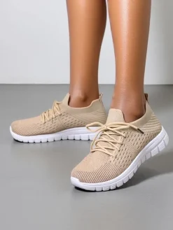 Bieganie, Ćwiczenia I Trening^Royalfashion Damskie materiałowe buty sportowe Orycyss beżowy