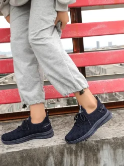 Bieganie, Ćwiczenia I Trening^Royalfashion Damskie materiałowe buty sportowe Rinsel Granatowy