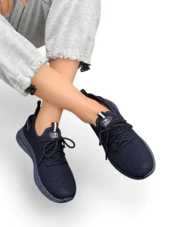 Bieganie, Ćwiczenia I Trening^Royalfashion Damskie materiałowe buty sportowe Rinsel Granatowy