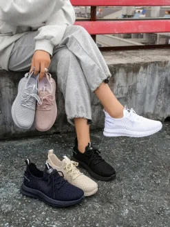 Bieganie, Ćwiczenia I Trening^Royalfashion Damskie materiałowe buty sportowe Rinsel Granatowy