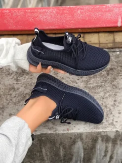 Bieganie, Ćwiczenia I Trening^Royalfashion Damskie materiałowe buty sportowe Rinsel Granatowy