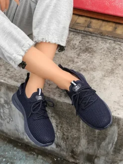 Bieganie, Ćwiczenia I Trening^Royalfashion Damskie materiałowe buty sportowe Rinsel Granatowy